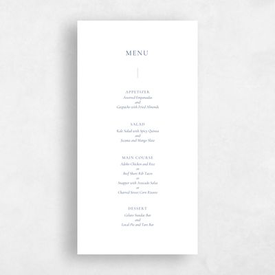 Navy, Blue Wedding Menu - Barnell Letterpress