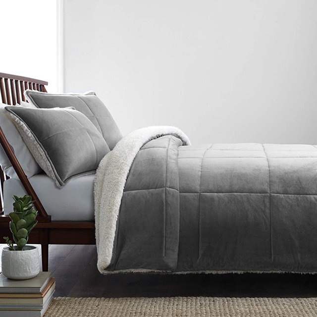 UGG Blissful Classic Reversible Comforter and Sham Set, (Seal , 110W x 96L)