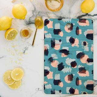 Abstract Stains Blue Rectangle Serving Board