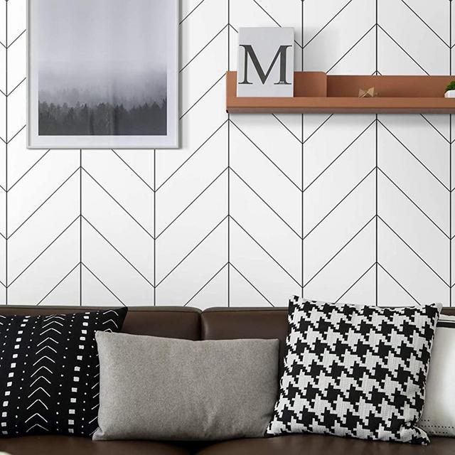 Peel and Stick Wallpaper Stripe Removable Wallpaper 17.71 in X 393 in Black/White Self Adhesive Wallpaper Modern Durable for Home Decoration Old Furniture Renovation