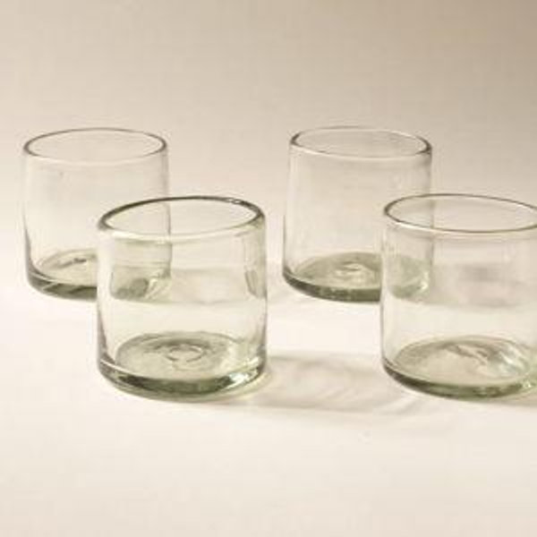 Short Clear Handblown Glassware - s/4