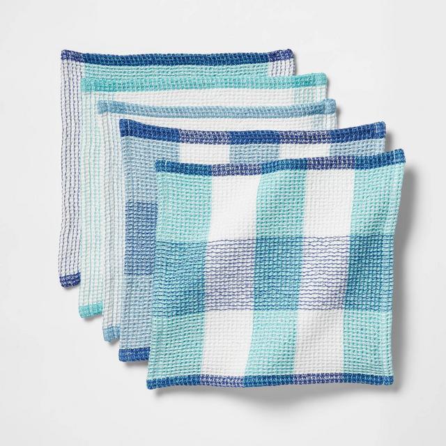 5pk Cotton Dishcloth Set Blue - Opalhouse™