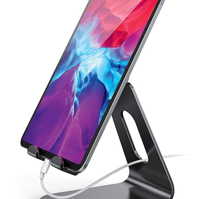Tablet Stand Multi-Angle, Lamicall Tablet Holder: Desktop Adjustable Dock Cradle Compatible with Tablets Such As iPad Air Mini Pro, Phone XS Max XR X 6 7 8 Plus More Tablets (4-13 Inch) - Black