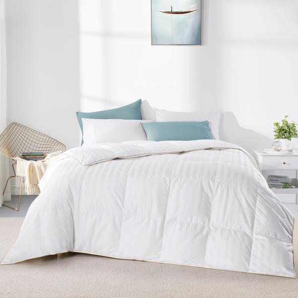 KING - All Seasons White Goose Down Comforter 600 Fill Power 100% Cotton Cover 500 TC, Baffle Box Construction