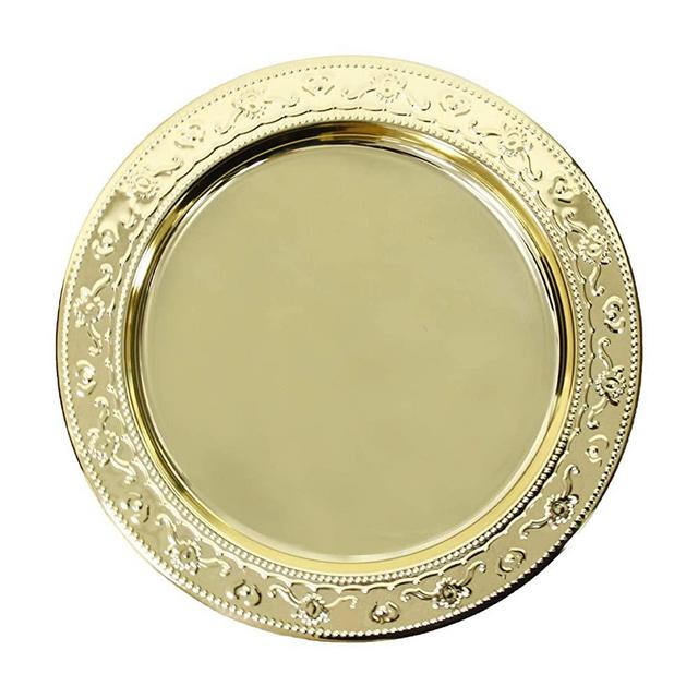 Brightalk 13-Inch Stainless Steel Charger Plates, 6Pcs Gold Dinner Plate Chargers Round Server Ware