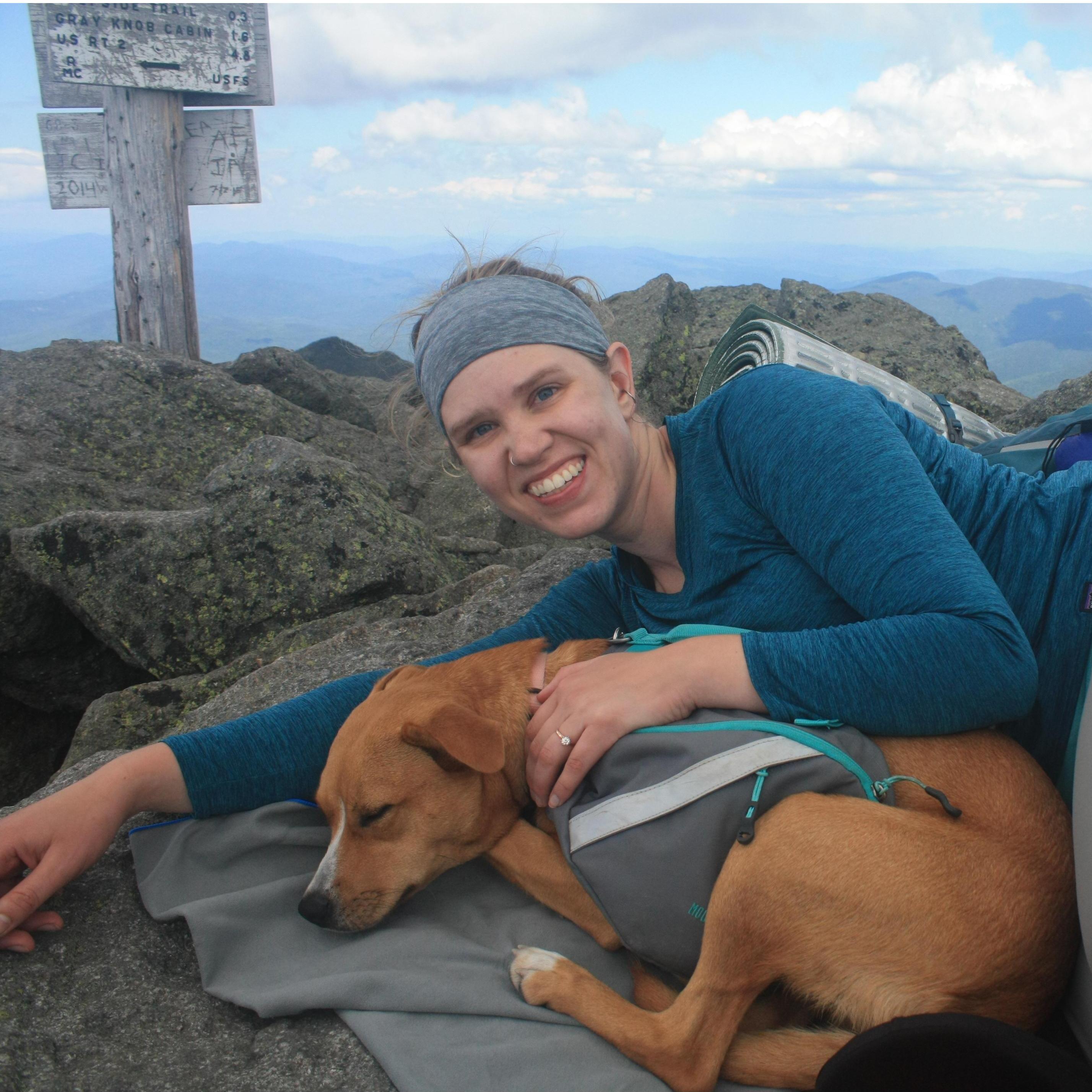 Touka's first backpacking adventure over Mount Jefferson, Adams and Madison! She loved taking mini naps along the way.