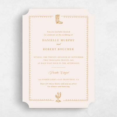 Orange Ticket Wedding Invitation - Jerome Classic