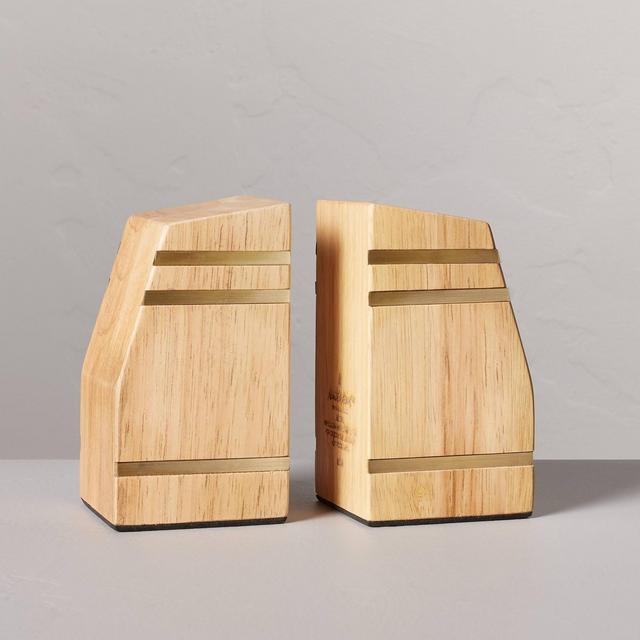 Wooden Wedge Bookends with Brass Inlay - Hearth & Hand™ with Magnolia