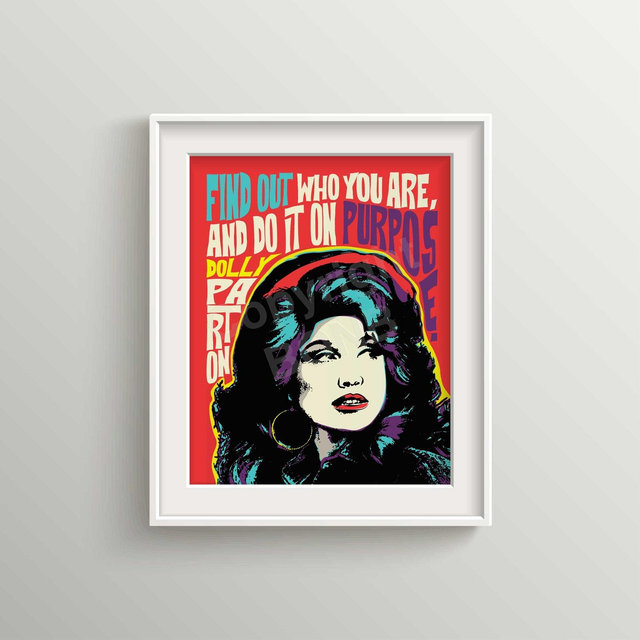 Pop Art Style Portrait of Famous Icons And Their Inspirational Quotes, DP, gift, UNFRAMED, wall art, print