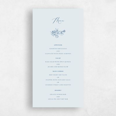 Ice, Blue Wedding Menu - Abelli