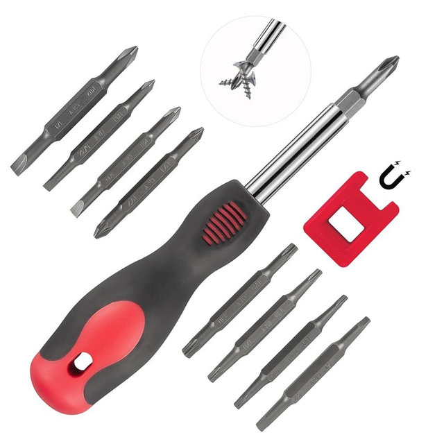 SUNHZMCKP 18-in-1 Screwdriver, Portable screwdriver set, Slotted/Philips/Pozi/Torx/Square Multi-Purpose Screwdriver and Magnetizer Demagnetizer with Storage bag
