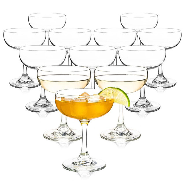 Champagne Glasses Set of 12-7oz Elegant Coupe Glasses, Crystal Cocktail Glasses for Martini, Champagne, Desserts, Home Bar, Wedding, and Party (12 PCS)
