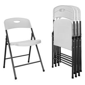 Cosco 4 -Pack White Residential Standard Metal Folding Chair (Indoor or Outdoor)