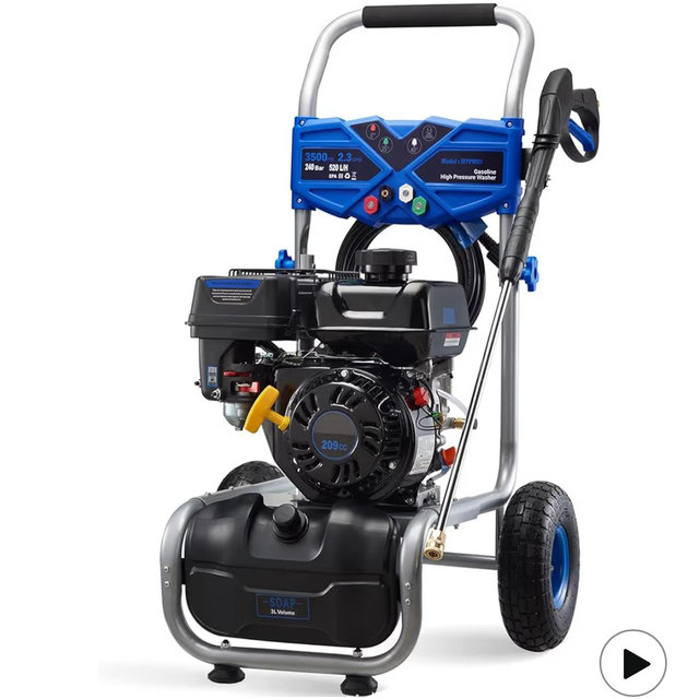 3500PSI Gas Pressure Washer, 2.3GPM Gas Powered High Pressure Washer with 209CC Engine, 4 Adjustable Nozzles, 25 ft High Pressure Hose for Cleaning Walls, Terraces, Vehicles, Garden (Blue)