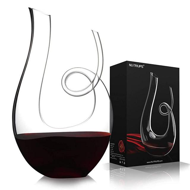NUTRIUPS Wine Decanter Aerator Hand Blown Red Wine Carafe Lead-Free Crystal Wine Decanters, Red Wine Decanter