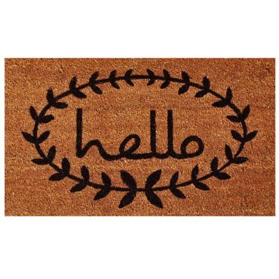 Home & More 24-Inch x 36-Inch Calico Hello Door Mat in Natural/Black
