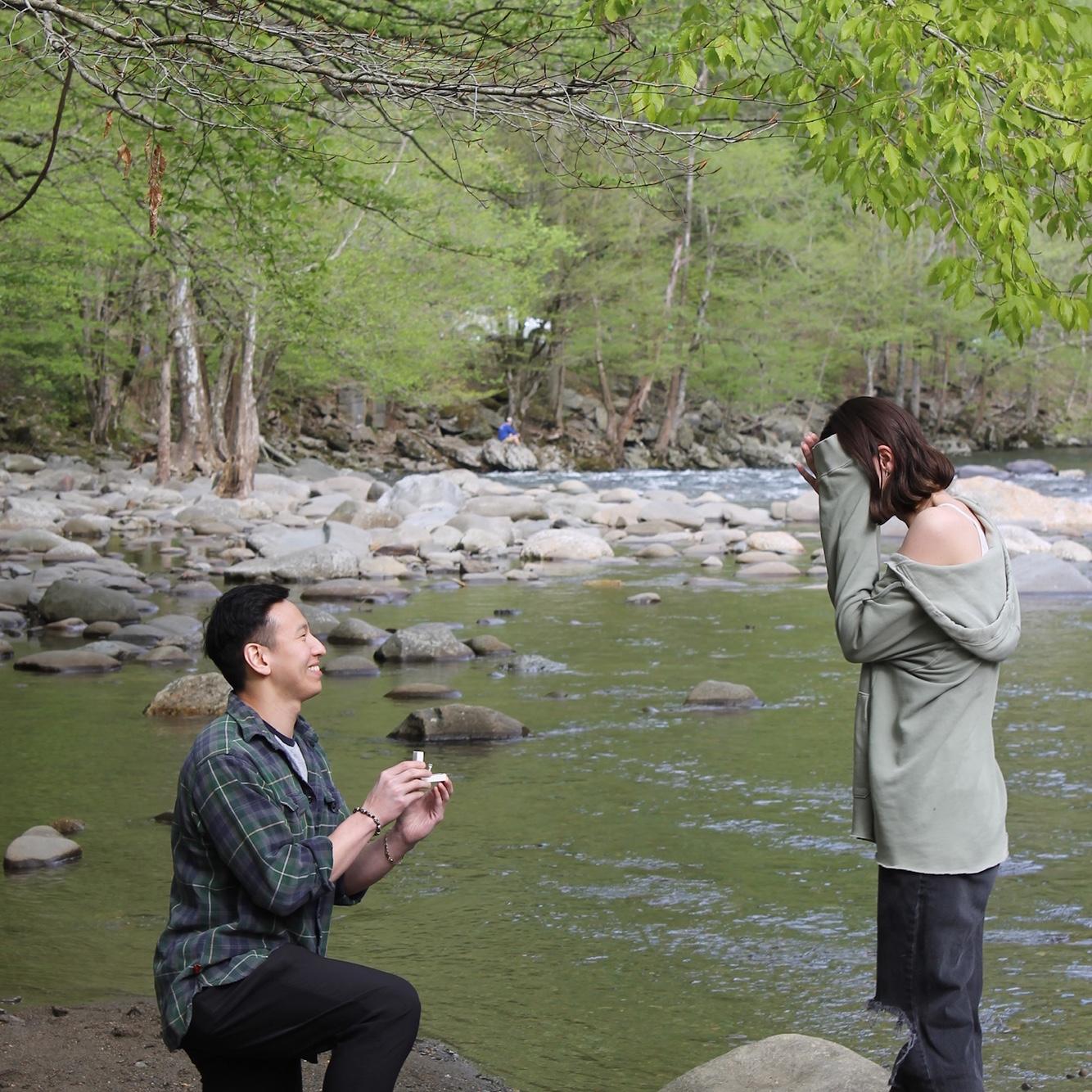 April 18th 2025 Darren proposed to Piper by the water in Townsend!