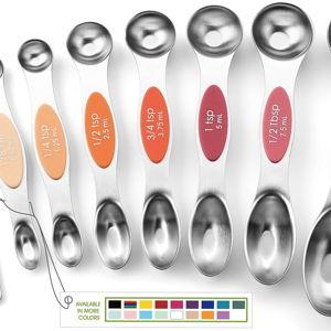 Spring Chef Stainless Steel Metal Magnetic Measuring Spoons Set of 8 with Leveler, Heavy Duty Nesting Teaspoon & Tablespoon Measuring Spoons, Kitchen Gadgets for Baking & Cooking - Desert Sunset