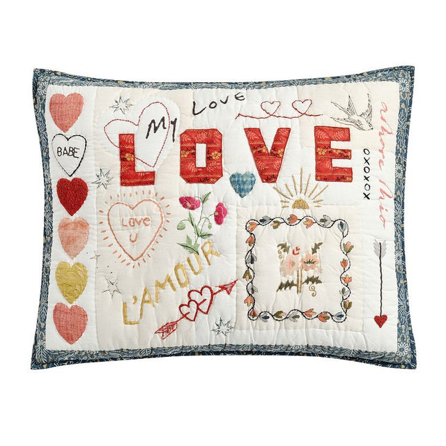 Devin Embroidered Love Quilted Sham, Multi, Standard