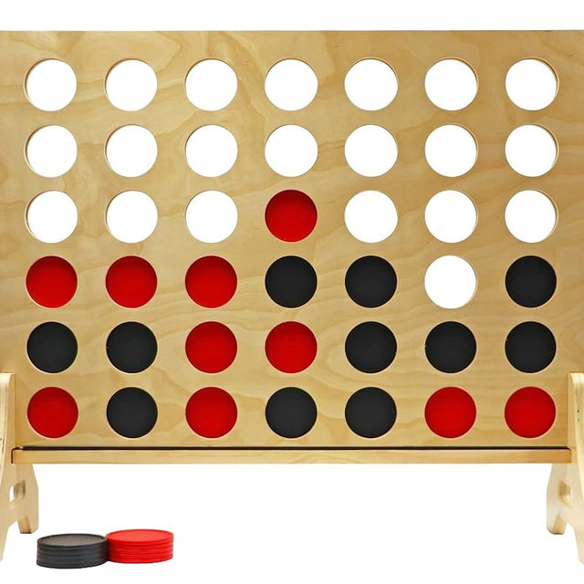 Giant 4 in a Row Game for Family & Adults – Tailgating Pros Jumbo Natural Wooden Four in a Row Indoor Outdoor Yard Game for Family Party Fun, Portable Activities for Patio, Backyard, and Camping