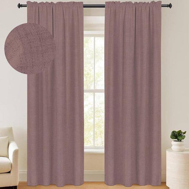 100% Blackout Shield Linen Blackout Curtains 84 Inches Long 2 Panels Set, Blackout Curtains for Bedroom/Living Room, Thermal Insulated Rod Pocket Window Curtains & Drapes, 50W X 84L, Light Coral