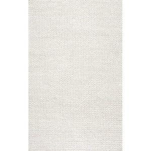 Arviso Hand-Woven Wool White Area Rug