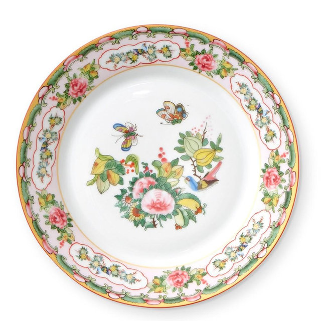 Famille Rose Salad Plate, Pink Rim