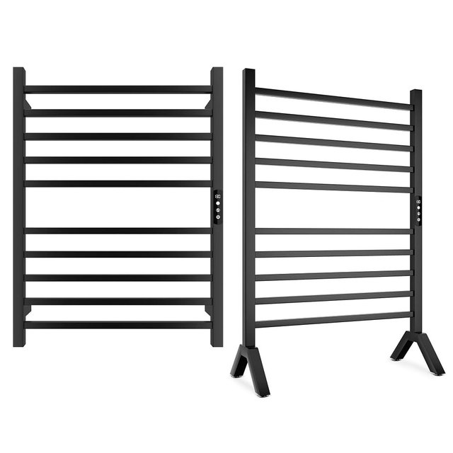 Poloma Wall Mounted & Freestanding Towel Warmer Rack for Bathrooms, Electric Heated Towel Rack Heater, Stainless Steel, Matt Black. CSA Certified.