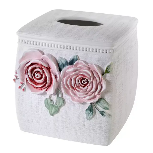 Avanti Spring Garden Tissue Box Cover in Off White