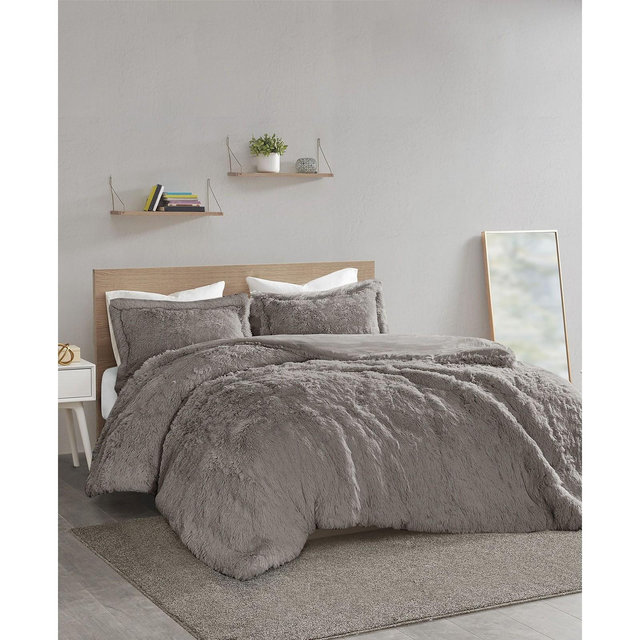 Intelligent Design Malea Shaggy Faux-Fur 3-Pc. Duvet Cover Set, King