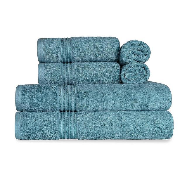 SUPERIOR Egyptian Cotton 6-Piece Towel Set, Bathroom Essentials, Towels for Bathroom, Apartment, Airbnb, Guest Bath, Face, Hand, Bath Towels, Washcloths, Absorbent, Fast Drying, Sapphire