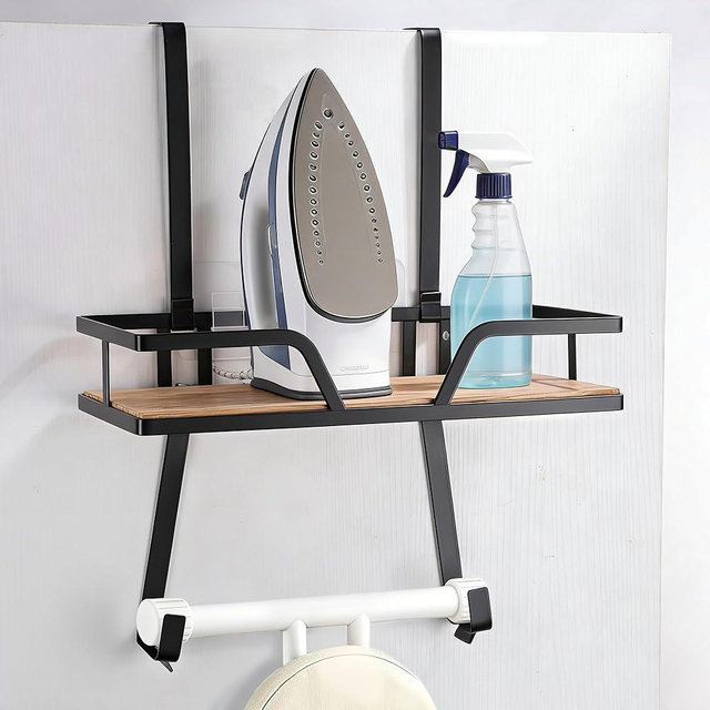 AIDILI Ironing Board Hanger - Over the Door Ironing Board Holder Iron Holder Wall Mount, Laundry Room Organization and Storage for Iron, Steam & Supplies, Fits Up to 1.8 in Door