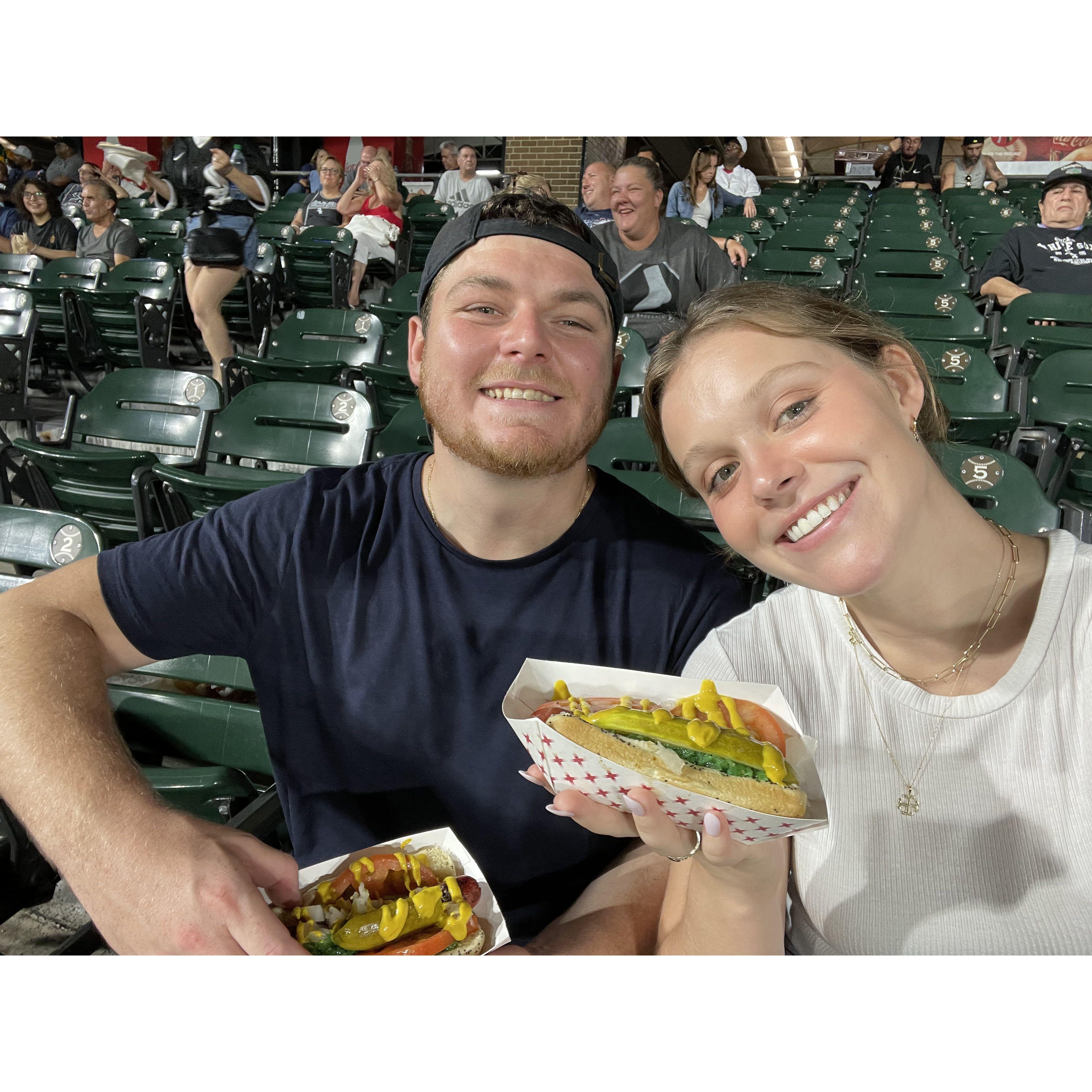 Mary Beth's first Chicago dog at her first White Sox game