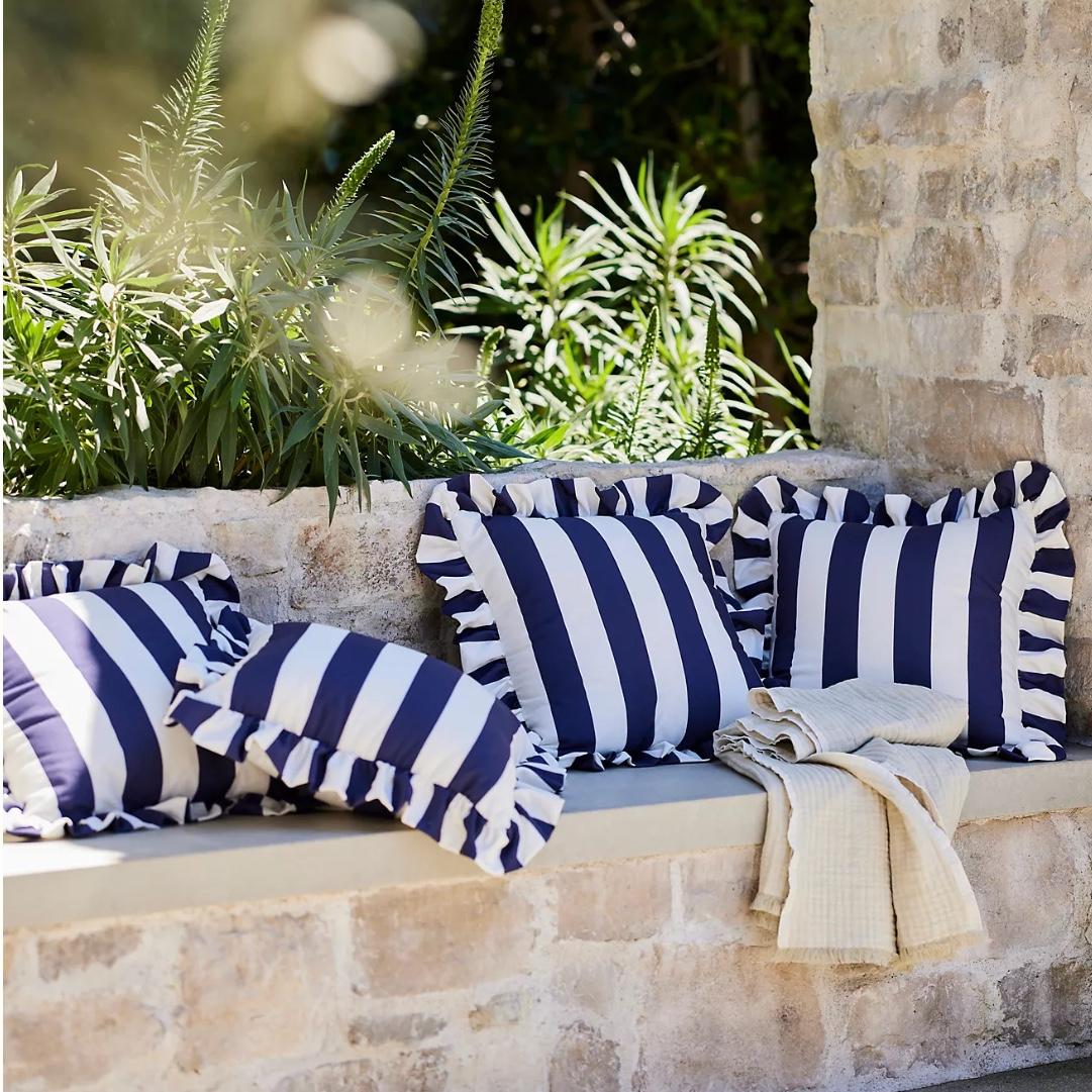 Maeve by Anthropologie Striped Ruffle Indoor/Outdoor Pillow