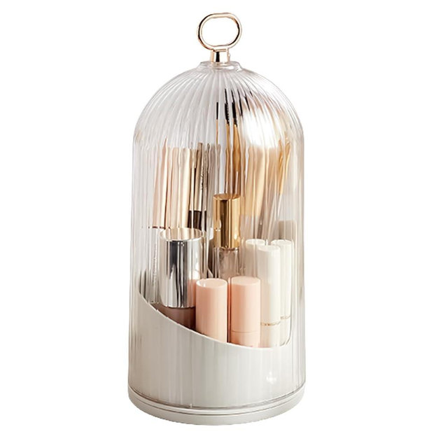 Rotate Toothbrush Holder with Cover - Frosted Glass Countertop Organizer, Dustproof Enclosed Bathroom Toothbrush Box, Toothpaste & Brush Storage，Bathroom Storage Box, toiletries Storage Bucket