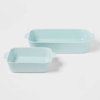 2pc Embossed Rectangular Bakeware Set Aqua - Threshold™