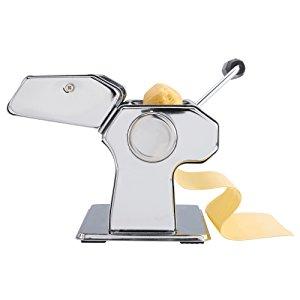 VonShef 3-in-1 Stainless Steel Pasta Maker with 3 Cut Press Blade Settings, Table Top Clamp and Pasta Measuring Tool