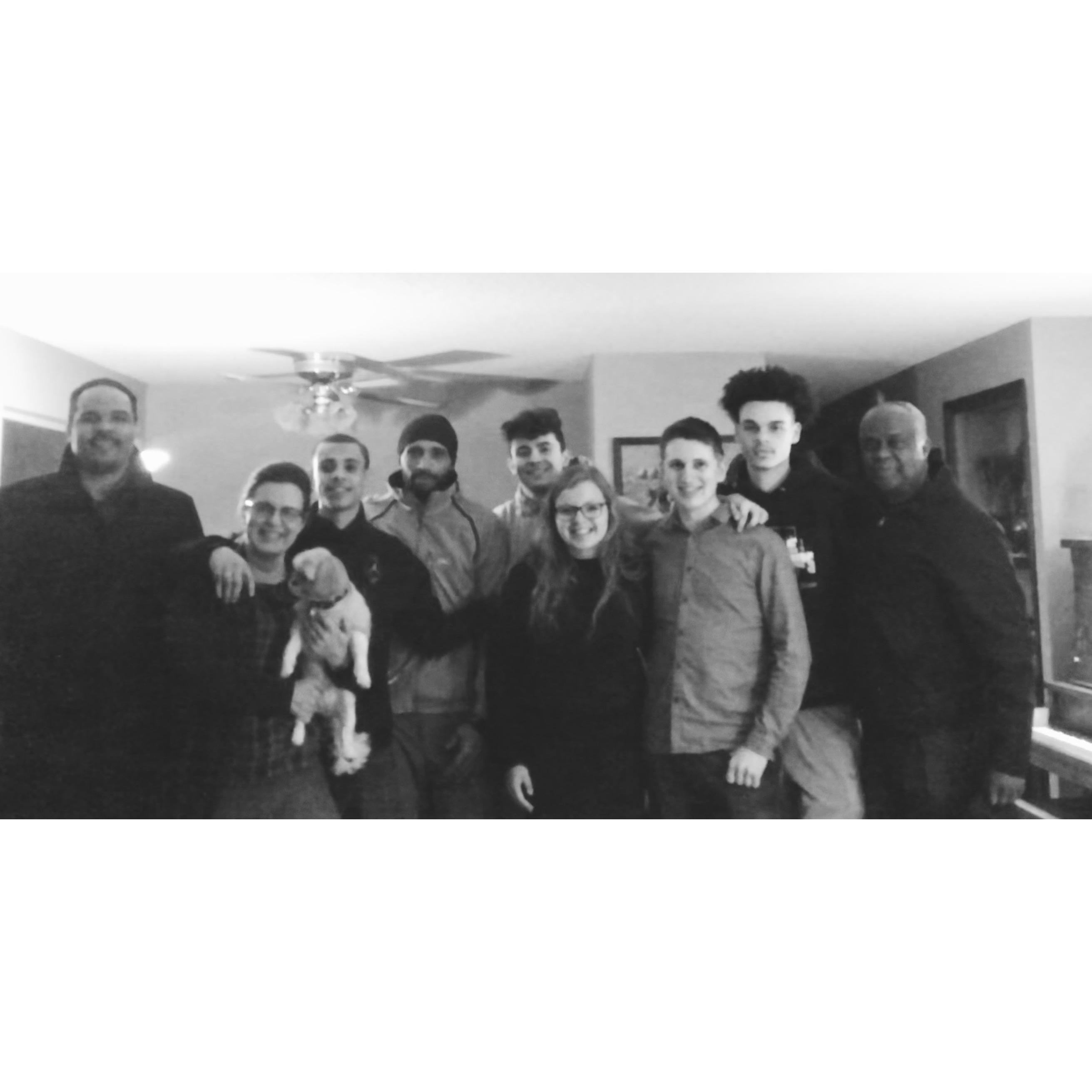 Aedan with Alanah's family the night before she moved to Minnesota.