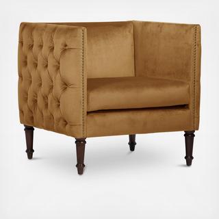 Velvet Nail Button Arm Chair