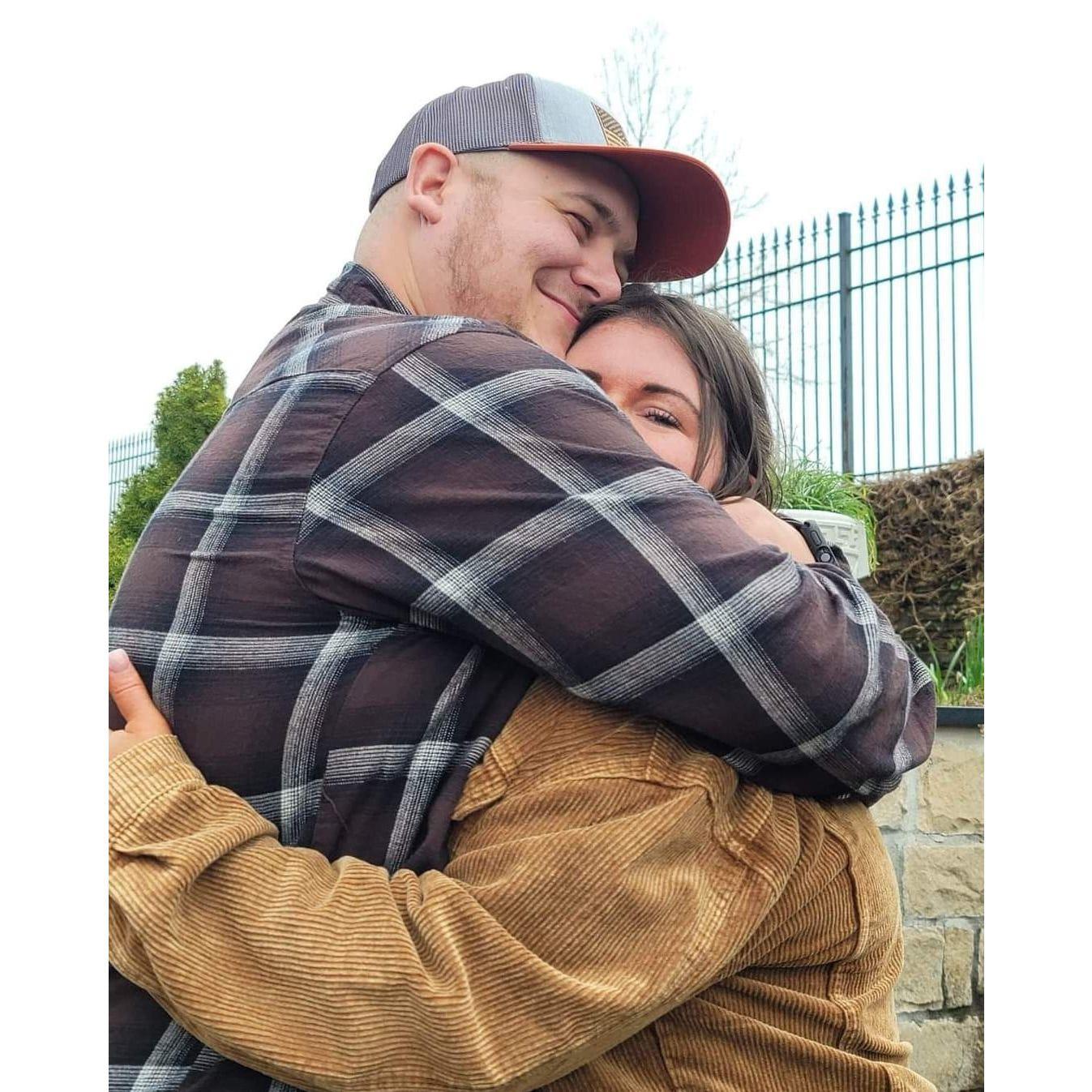 a big hug after Eric proposed to Desiree at the Loretta Lynn Ranch