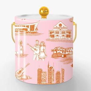 Katie Kime Nashville Toile Ice Bucket | Orange Pink