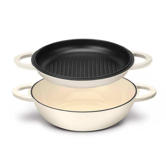 Cuisinart Classic Enameled Cast Iron 2-in-1 Cream Colored Multi-Purpose Set - CI5528-2CRMT