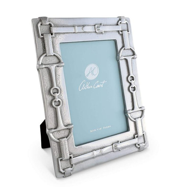 Arthur Court Designs Aluminum 4x6 Equestrian Pattern Photo Frame