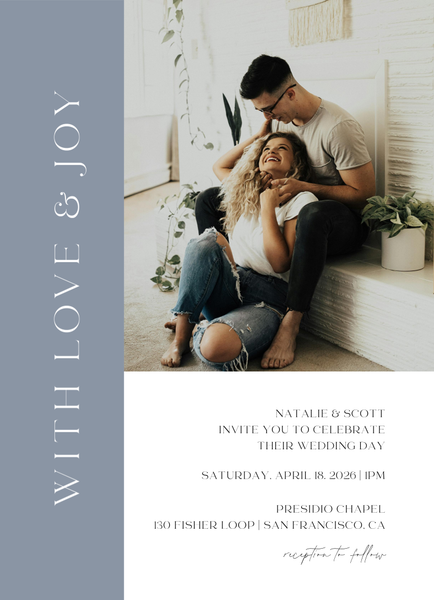 Taos Photo | Periwinkle Gray | Zola Wedding Invitations