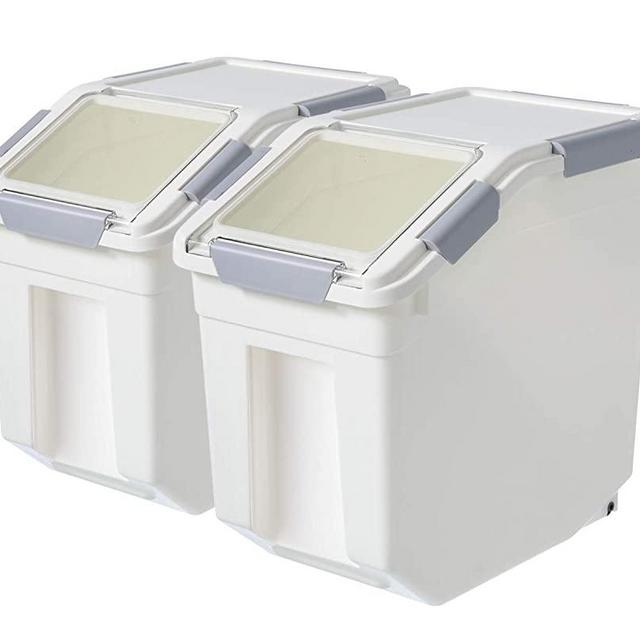 2 Pack Airtight Flour Storage Container With Scoop,Dry Food, Sugar, Baking Supplies,Rice Container Set -BPA Free- Pet Food Storage Container,Dog Cat Birds Food Bin(20 lb)