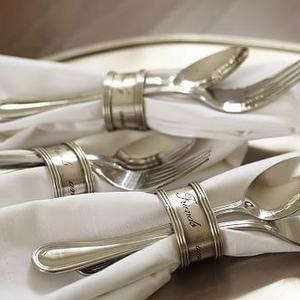 Antique Silver Sentiment Napkin Ring, Set of 4