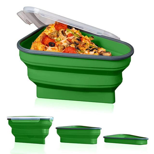 The Perfect Pizza Pack™ - Reusable Pizza Storage Container with 5 Microwavable Serving Trays - Adjustable Pizza Slice Container to Organize & Save Space - BPA Free, Microwave, & Dishwasher Safe