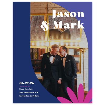 Pink Geometric Wedding Digital Save the Date - Peoria Photo