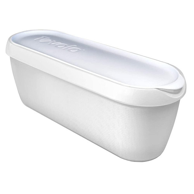 Tovolo Glide-A-Scoop Ice Cream Tub, 1.5 Quart, Insulated, Airtight Reusable Container With Non-Slip Base, Stackable on Freezer Shelves, BPA-Free, White