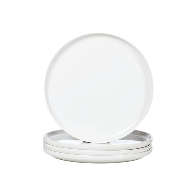WishDeco White Dinner Plates Set of 4, Ceramic Dining Plates 10.5 inch, Large Salad Plate, Porcelain Kitchen Plate for Pizza, Steak, Microwave and Dishwasher Safe